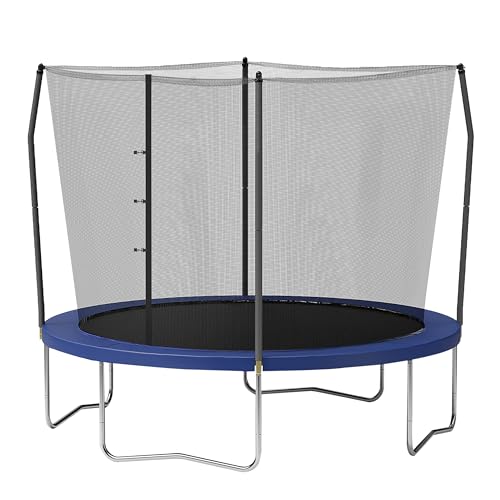 Skywalker Trampolines 10 Ft Round Trampoline with Enclosure & Hoop, Blue